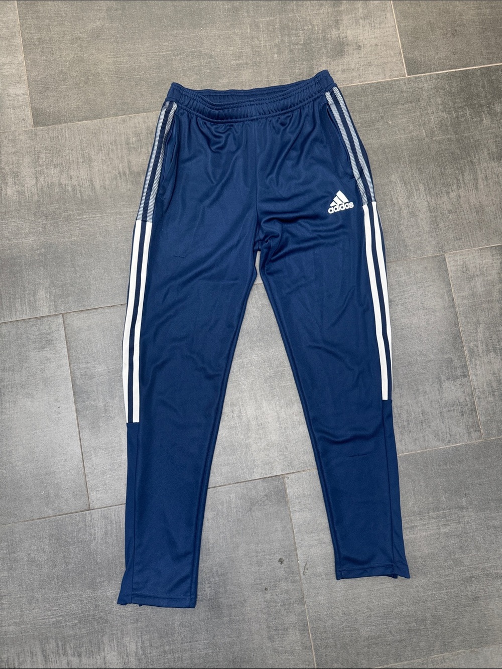 adidas Navy Blue Joggers with White Side Stripes